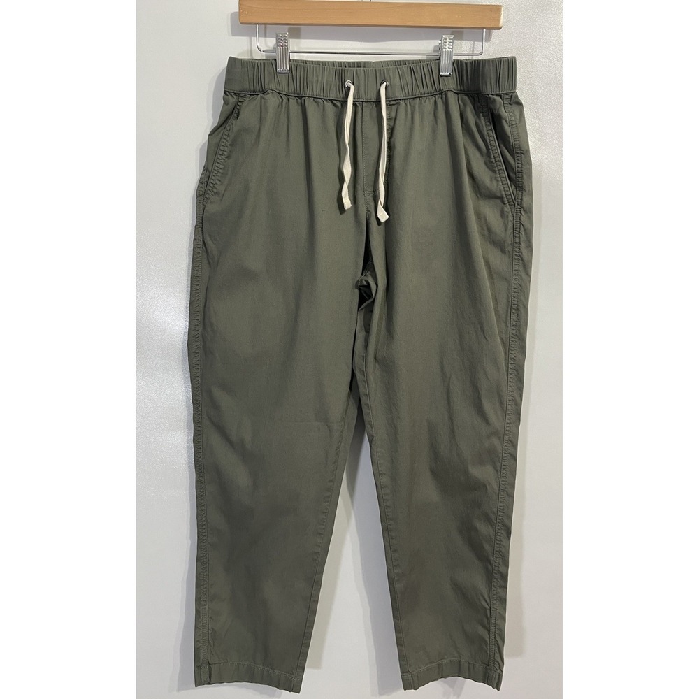 Pact Large Daily Twill Castor Green Pull On Tapered Organic Cotton Pants Casual